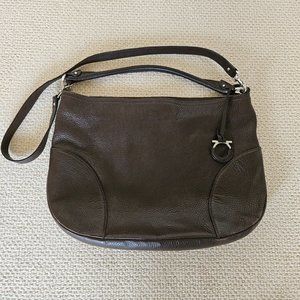 Salvatore Ferragamo Gancini Leather Shoulder Bag Dark Brown -